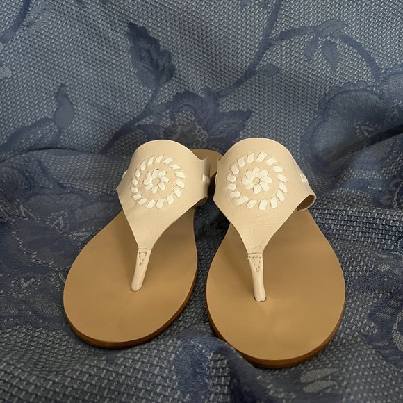 Jack Rogers Blair sandals beige & white women’s size 6 ½ rare - Picture 4 of 8